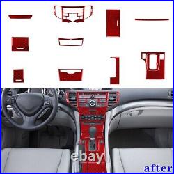 37Pcs RHD Carbon Fiber Interior Full Kit Cover Trim For Acura TSX 2009-2014 Red