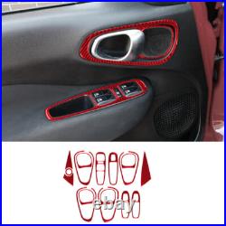 37Pcs Red Carbon Fiber Interior Full Kit Cover Trim For 2014-2017 Fiat 500L 37Pcs Red Carbon Fiber Interior Full Kit Cover Trim For 2014-2017 Fiat 500L