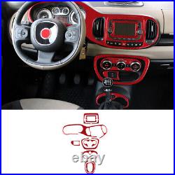 37Pcs Red Carbon Fiber Interior Full Kit Cover Trim For Fiat 500L 2014-2017 RHD