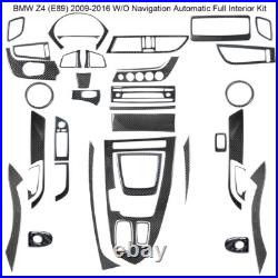 37X Carbon Fiber Automatic Full Interior Kit Cover Trim For BMW Z4 E89 WithO NAV