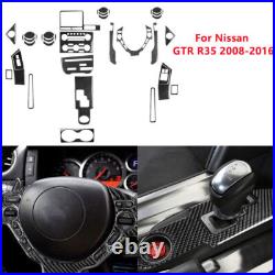 38Pcs Carbon Fiber Interior Full Cover Trim Kit For Nissan GT-R R35 2008-2016