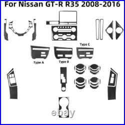 38Pcs Carbon Fiber RHD Interior Full Kit Cover Trim For Nissan GT-R R35 2008-16