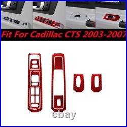 38Pcs Red Carbon Fiber Interior Full Cover Trim Kit For Cadillac CTS 03-07 RHD