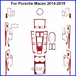 39Pcs Red Carbon Fiber Full Interior Kit Cover Trim For Porsche Macan 2014-2019