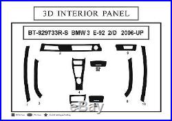 3D Carbon Fiber Interior Dashboard Trim Dash Panels Kit for RHD BMW 3 E-92 2006