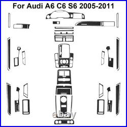 48Pcs Carbon Fiber Full Interior Kit Set Cover Trim For Audi A6 C6 S6 2005-2011