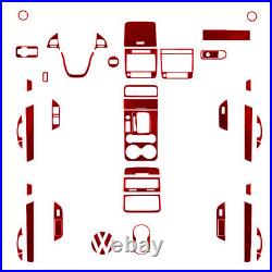 49Pcs Red RHD Carbon Fiber Interior Full Cover Trim Kit For VW Touareg 2011-2018