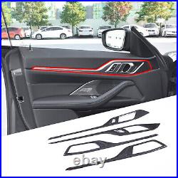 4PCS Real Carbon Fiber Interior Door Panel Trim For BMW 4 Series 4-Door 2022