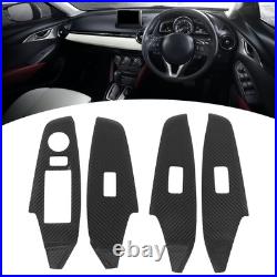 4Pcs Interior Door Panel Cover Trim Carbon Fiber Decor Sticker Part For Mazd