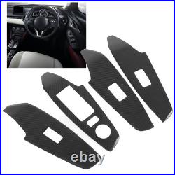 4Pcs Interior Door Panel Cover Trim Carbon Fiber Decor Sticker Part For Mazd