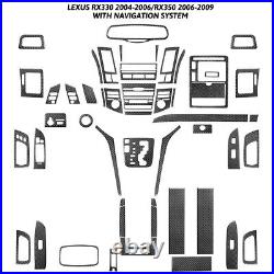 50Pcs Carbon Fiber Interior Full Kit Trim For LEXUS RX330 RX350 2004-2009 RHD