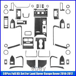 59Pcs Carbon Fiber Interior Cover Trim Kit Set For Range Rover Sport 2014-2017