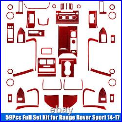 59Pcs Red Carbon Fiber Interior Full Kit Trim For Range Rover Sport 2014-2017
