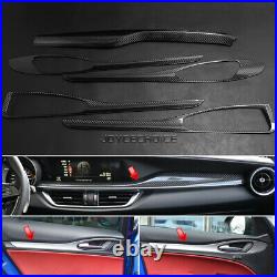 5pcs Carbon Fiber Inner Door Panel Console Trim For Alfa Romeo Stelvio 2017-2021