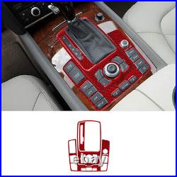 63Pcs For Audi Q7 2007-15 Red Carbon Fiber Full Interior Kit Cover Trim