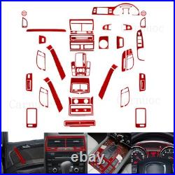 65pcs For Audi Q7 2007-15 Red Carbon Fiber Interior Full Kits Trim
