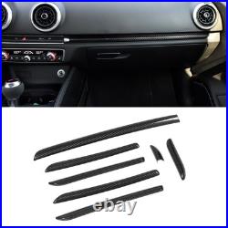 7PCS Car Interior Console Trim 3K Glossy Carbon Fiber RS Style Smooth Surfac GF0