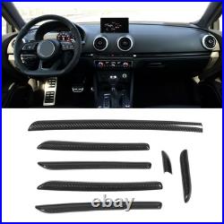 7PCS Car Interior Console Trim 3K Glossy Carbon Fiber RS Style Smooth Surfac GF0