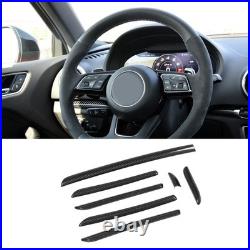 7PCS Car Interior Console Trim 3K Glossy Carbon Fiber RS Style Smooth Surfac SLS