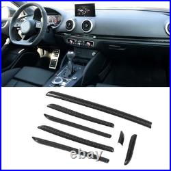 7PCS Car Interior Console Trim 3K Glossy Carbon Fiber RS Style Smooth Surfac SLS