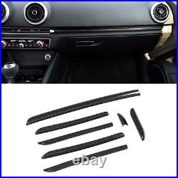 7PCS Car Interior Console Trim 3K Glossy Carbon Fiber RS Style Smooth Surfac SLS