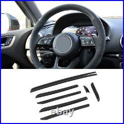 7PCS Car Interior Console Trim 3K Glossy Carbon Fiber RS Style Smooth Surfac SLS