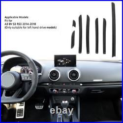 7PCS Car Interior Console Trim 3K Glossy Carbon Fiber RS Style Smooth Surfac SLS