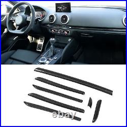 7PCS Car Interior Console Trim 3K Glossy Carbon Fiber RS Style Smooth Surfac SLS