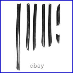 7PCS Car Interior Console Trim 3K Glossy Carbon Fiber RS Style Smooth Surfac SLS