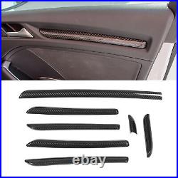 7PCS Car Interior Console Trim 3K Glossy Carbon Fiber RS Style Smooth Surfac TPG