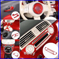 8PCS/set Red Soft Carbon Fiber Interior Sticker Trim For Fiat 500 2011-2019