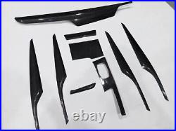 9Pcs Car Interior Trim Cover Carbon Fiber Black For BMW 5 Series G30 2018+ LHD