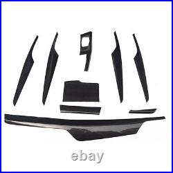 9Pcs Car Interior Trim Cover Carbon Fiber Black For BMW 5 Series G30 2018+ LHD