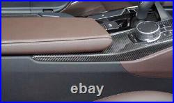 9Pcs Interior Trim Kit Carbon Fiber Black For BMW 5 Series G30 2018+ LHD Only