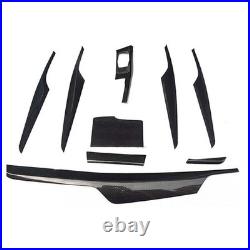 9x Carbon Fiber Black Car Interior Trim Cover Kit For BMW 5 Series G30 2018+ LHD