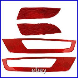 Auto 4Pcs Red Carbon Fiber Interior Door Panel Cover Trim For Ford Mustang