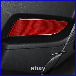 Auto 4Pcs Red Carbon Fiber Interior Door Panel Cover Trim For Ford Mustang