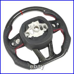 Automotive Interior Dry Carbon Fiber Steering Wheel Perforated Leather