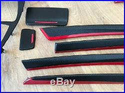 BMW 5 series F10 F11 Black Carbon Red Metallic fiber wrapped interior trim set