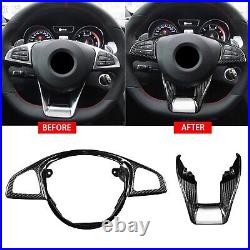 Black Carbon Fiber Steering Wheel Trim For Mercedes-Benz AMG W176 A45 W205 C63 Black Carbon Fiber Steering Wheel Trim For Mercedes-Benz AMG W176 A45 W205 C63