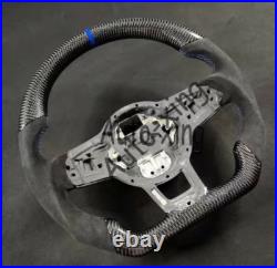 Blue Carbon Fiber Alcantara Steering Wheel for VW Golf MK7 GTI R Tiguan