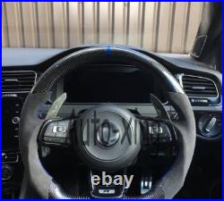 Blue Carbon Fiber Alcantara Steering Wheel for VW Golf MK7 GTI R Tiguan