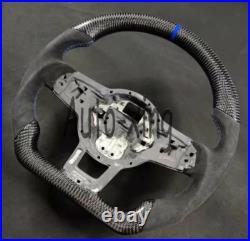 Blue Carbon Fiber Alcantara Steering Wheel for VW Golf MK7 GTI R Tiguan