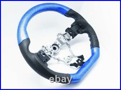 Blue Carbon Fiber Leather Steering Wheel for 2015-2020 SUBARU WRX STI
