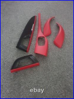 Bmw F21/F22/F23 Interior trims. Wrap With Red 3D Carbon Fiber & Black Alcantara