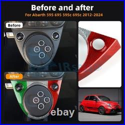 Car Gear Shift Frame Cover Italian Flag Carbon Fiber for Abarth 595 595C 2012-24