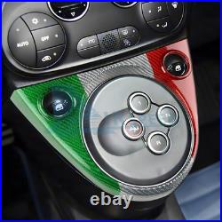 Car Gear Shift Frame Cover Italian Flag Carbon Fiber for Abarth 595 595C 2012-24