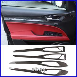 Carbon Fiber ABS Interior Door Panel Decor Trim For Alfa Romeo Stelvio 2017-2020