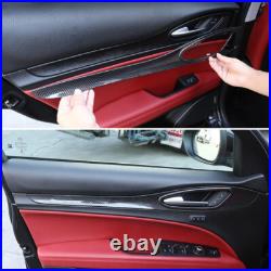 Carbon Fiber ABS Interior Door Panel Decor Trim For Alfa Romeo Stelvio 2017-2020