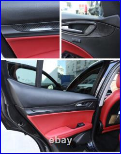 Carbon Fiber ABS Interior Door Panel Decor Trim For Alfa Romeo Stelvio 2017-2020